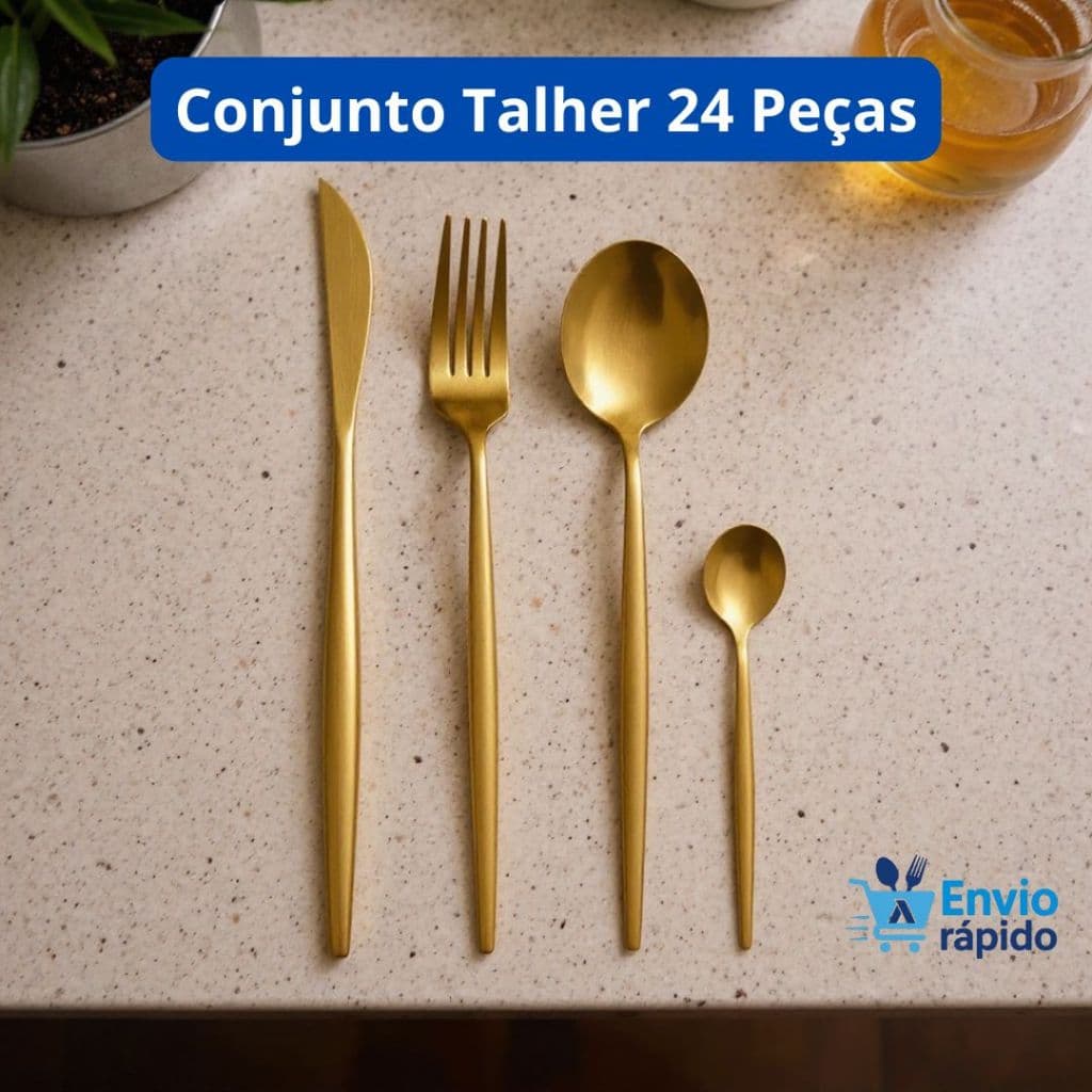Conjunto Talher 24 Peças - Dourada