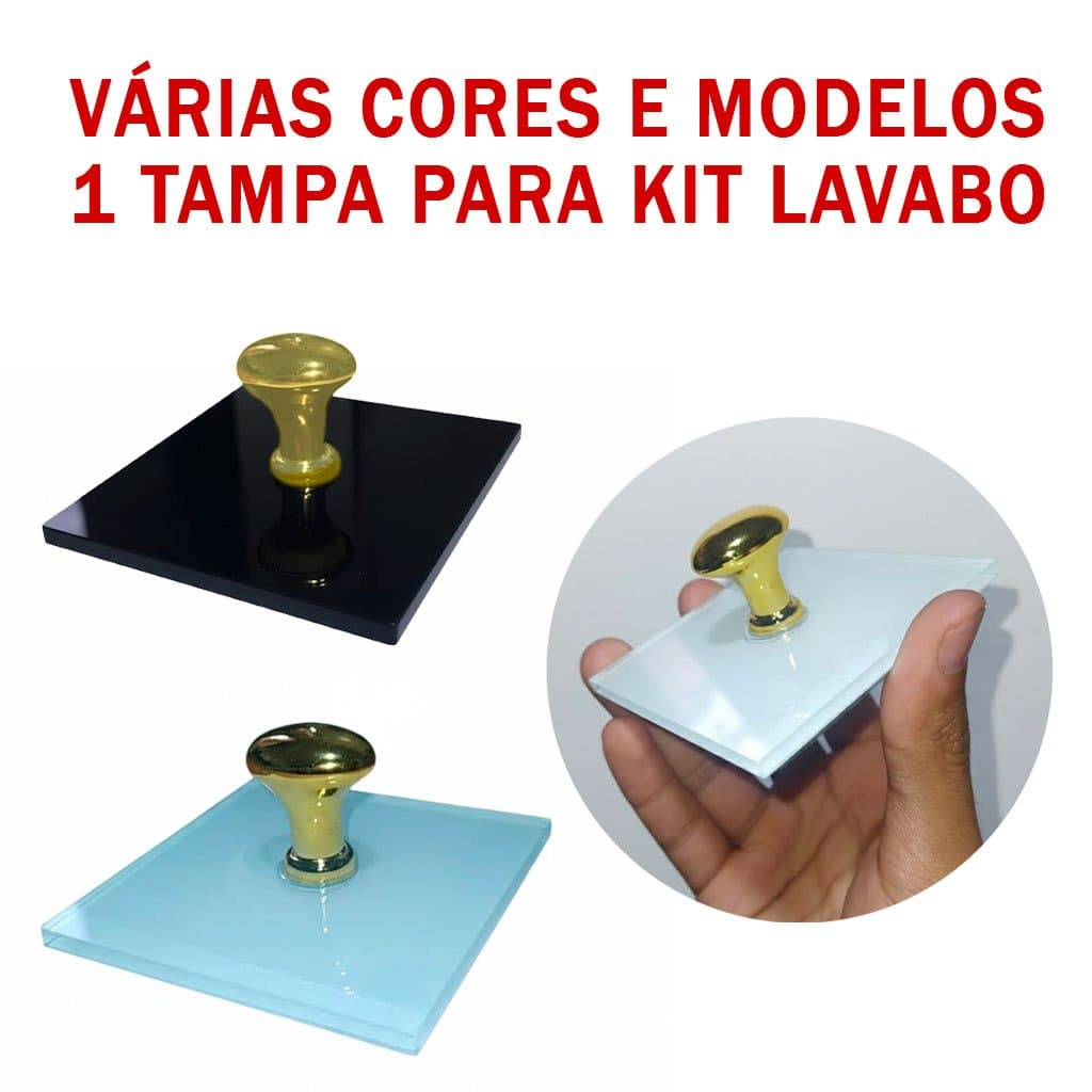 1 Unidade Tampa Tampinha Kit Lavabo Vidro Banheiro Porta Escova Cotonete Algodão com Puxador
