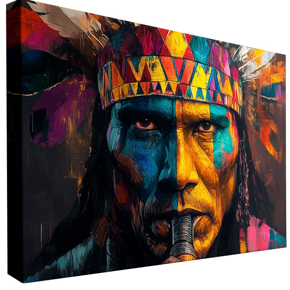 quadro decorativo sala 1 peça grande indio colorido