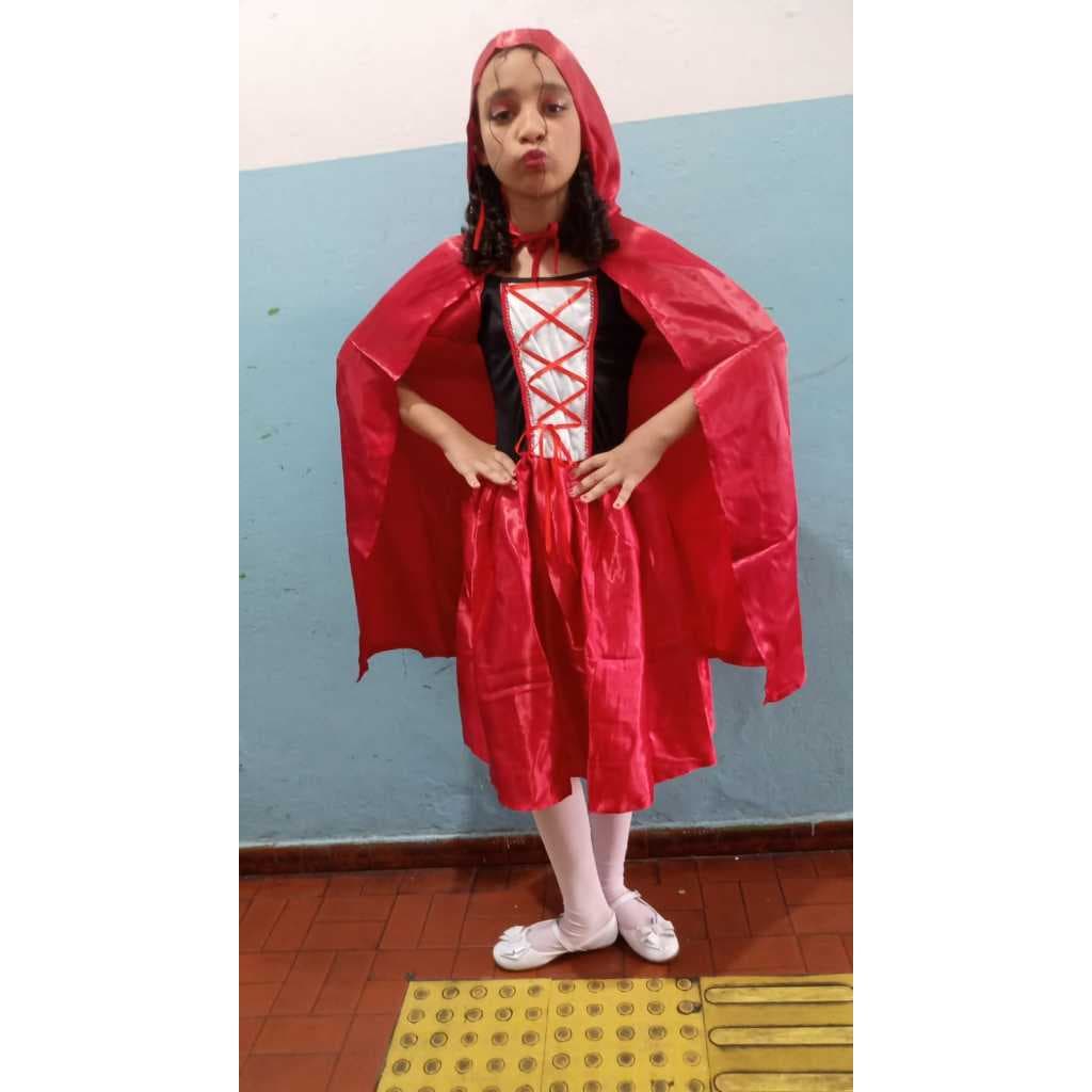 Fantasia Chapeuzinho Vermelho Feminina Infantil e Adulta - Capa e Vestido Cosplay Festa Fantasia
