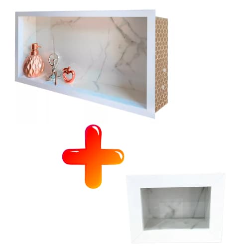 Kit 2 Peças Embutir Porcelanato Carrara Nicho e Saboneteira Banheiro