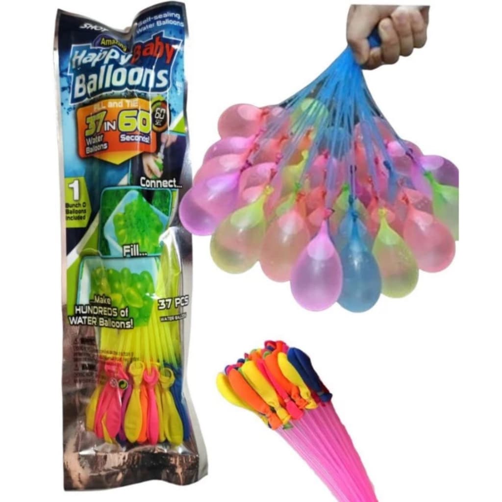 Balões De Água Para Guerra Splash Ball 3 Pacotes com 37 Bexigas  Infantil