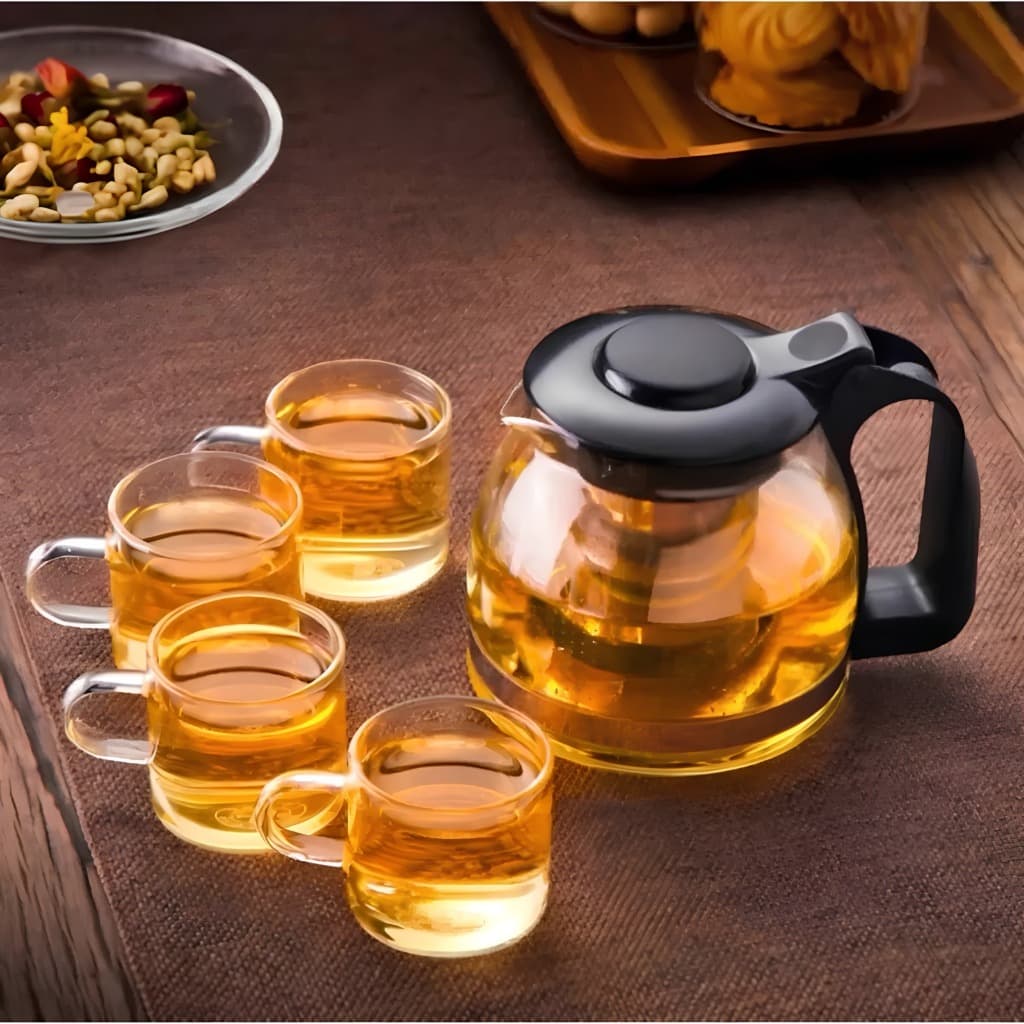 Chaleira de Vidro Borossilicato 1,2L com Infusor Inox Resistente ao Calor Design Elegante Ideal para Chás e Infusões