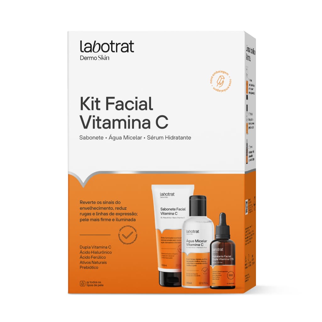 Kit Vitamina C Labotrat (Sabonete Facial 100ml + Água Micelar 100ml + Hidratante Facial C15 30ml)