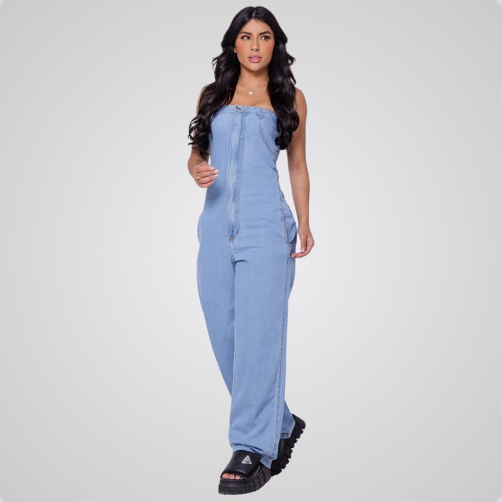 Macacão Calça Jeans Tomara Que Caia Moda Feminina
