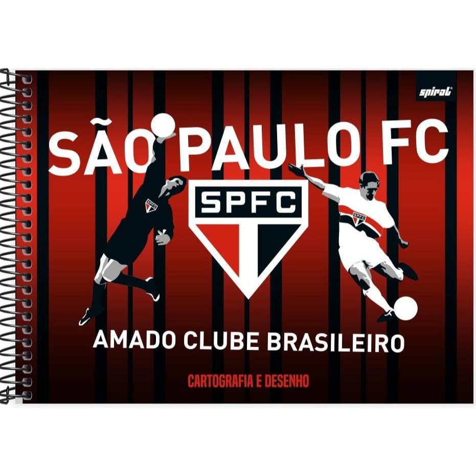 Caderno Cartografia e Desenho Capa Dura 80 Folhas, São Paulo FC