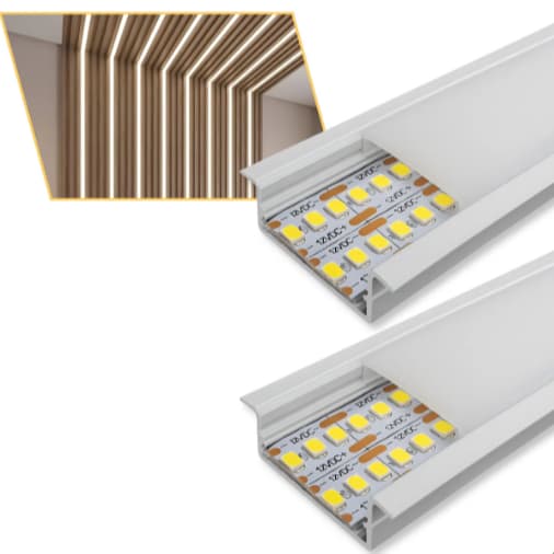 Perfil Alumínio De Led Embutir 30x10mm Com 2 Metros Branco ou Preto Iluminação