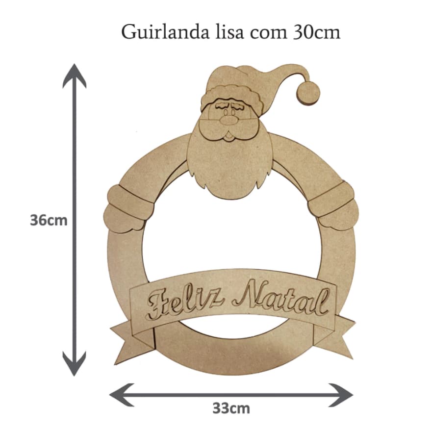 Guirlanda Papai Noel - MDF Cru