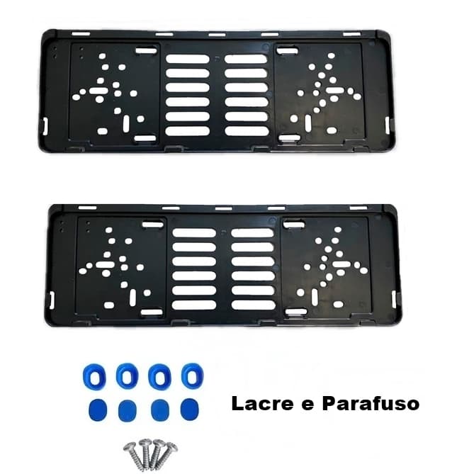 Suporte Moldura Placa De Carro Mercosul Com Lacre Parafuso