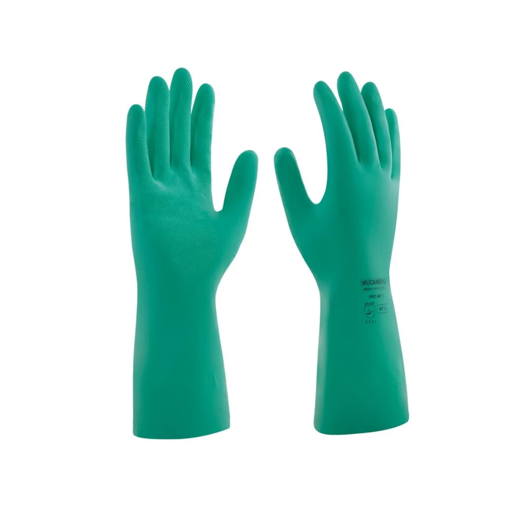 Luva Nitrílica Verde C Forro Limpeza Químico Epi Resistente