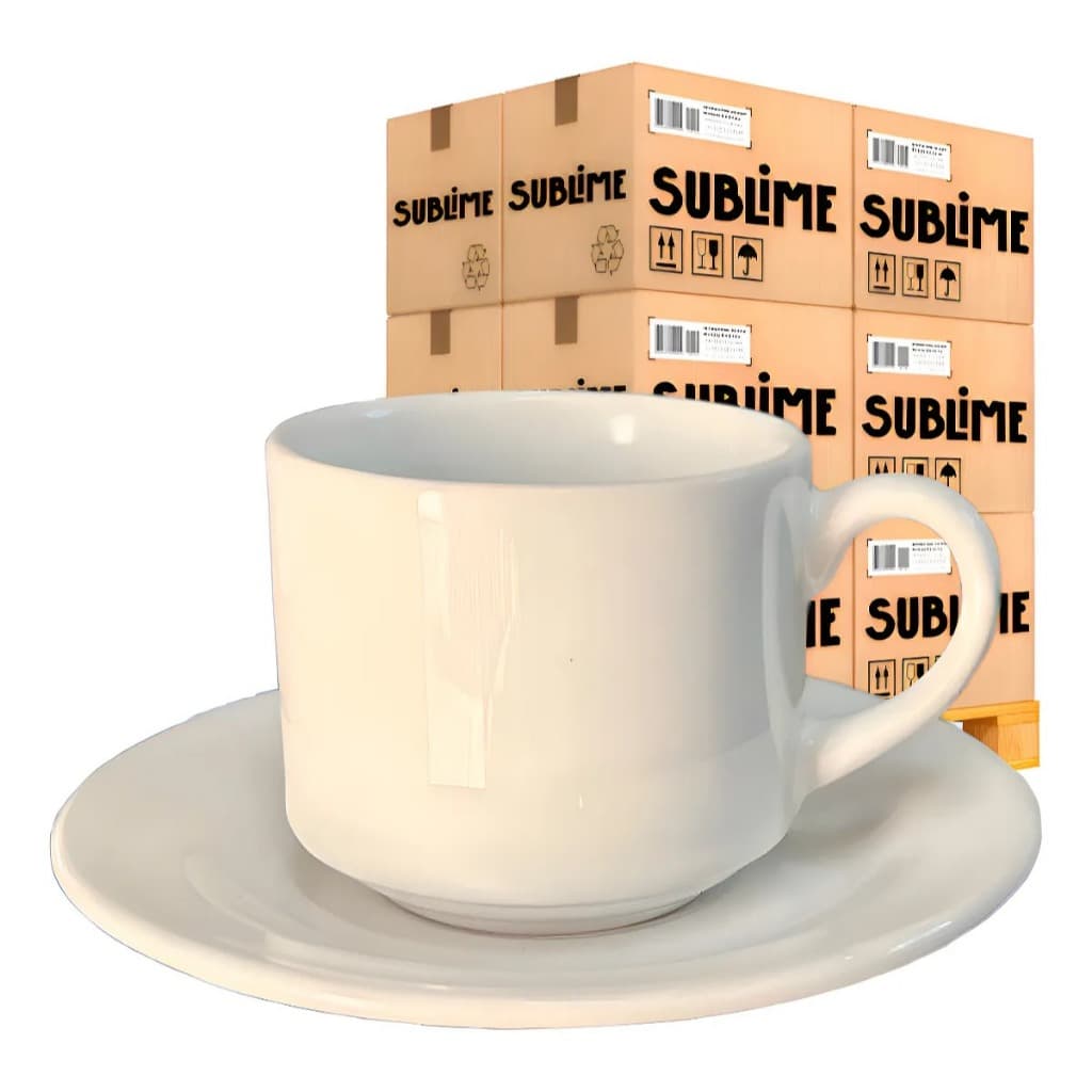 12 Xícara P/ Sublimação Oxford Porcelana Empilhável - 180ml.
