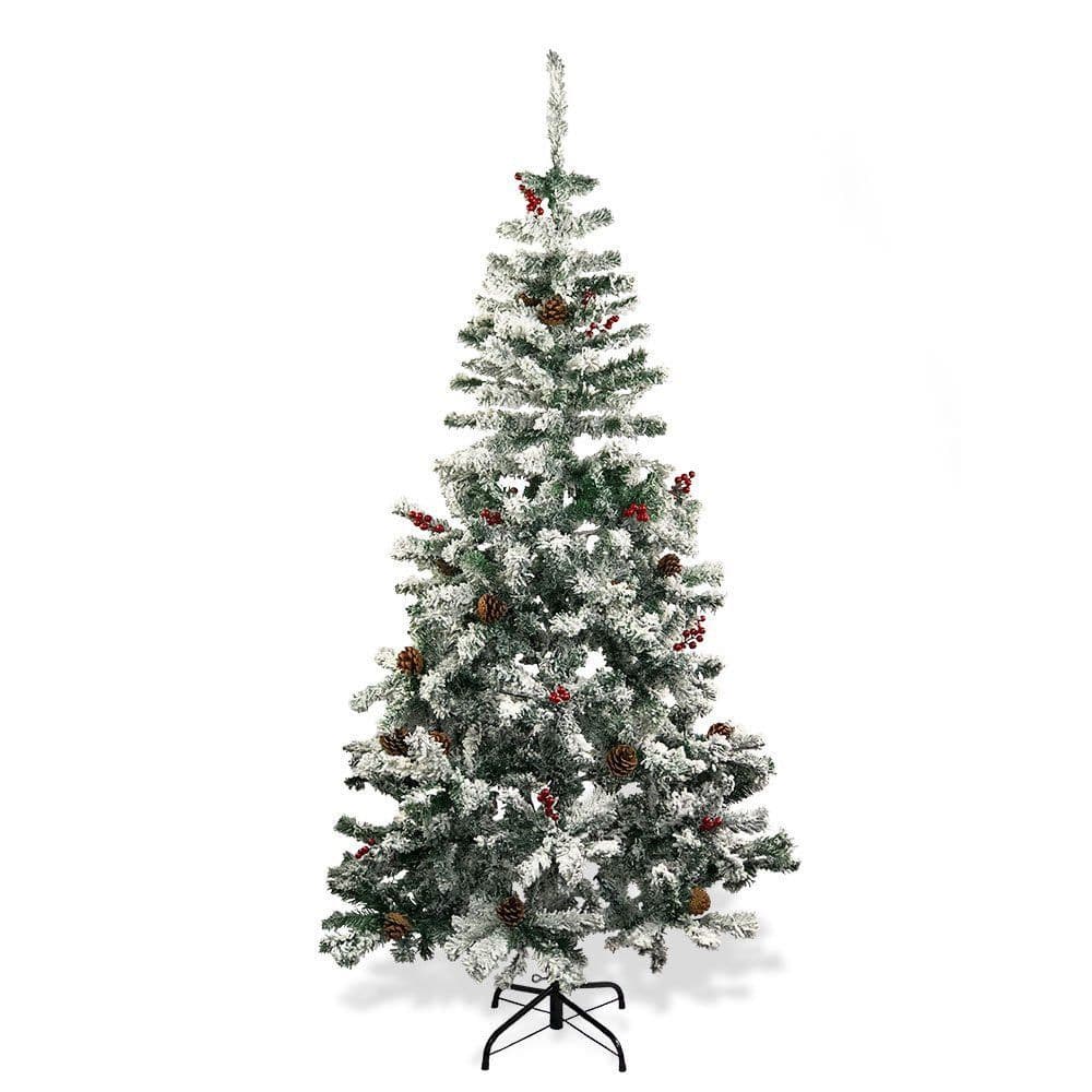 Árvore de Natal Luxo Pinheiro Nevada 1,80m com Enfeites e 611 Galhos Verde