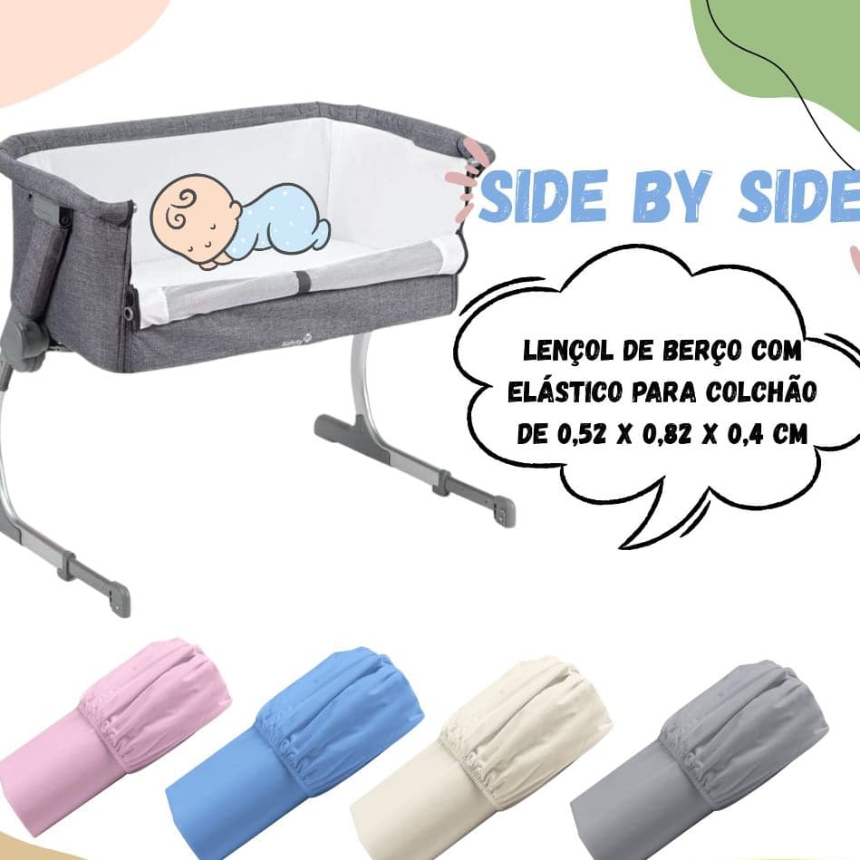 LENÇOL PARA BERÇO PORTATIL SIDE BY SIDE SAFETY OU COSCO PLUGGY 100% MICROPERCAL 300FIOS