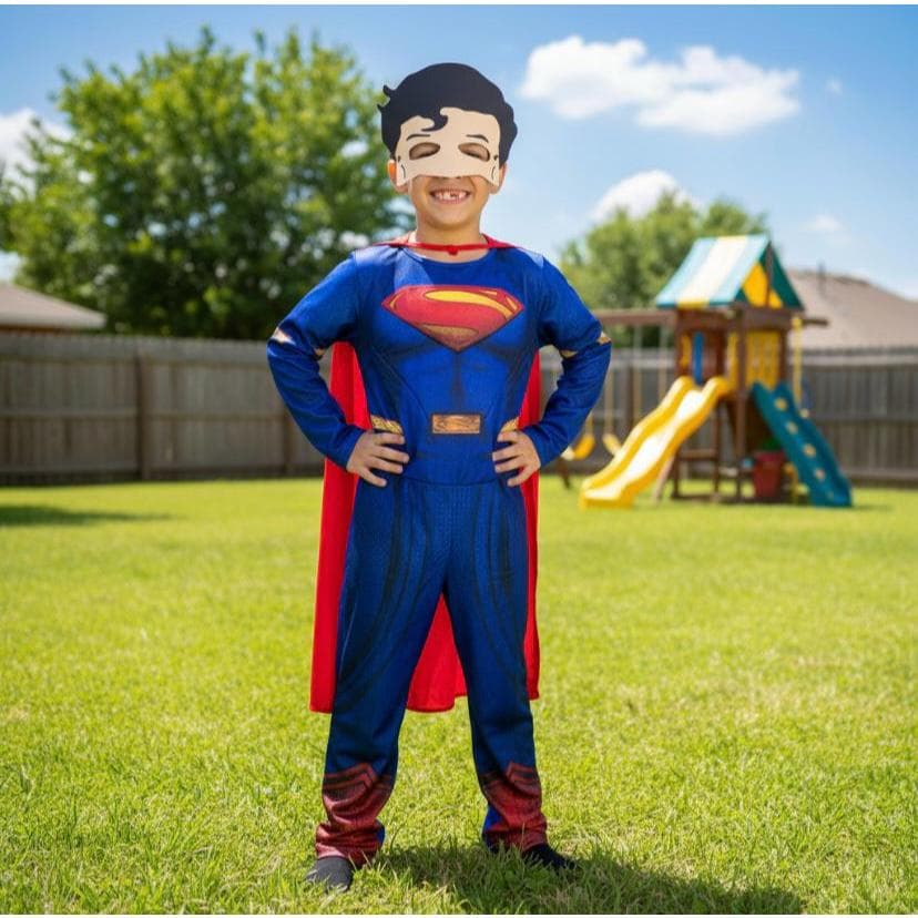 Roupa Fantasia Infantil Do Superman com Enchimento E Mascara