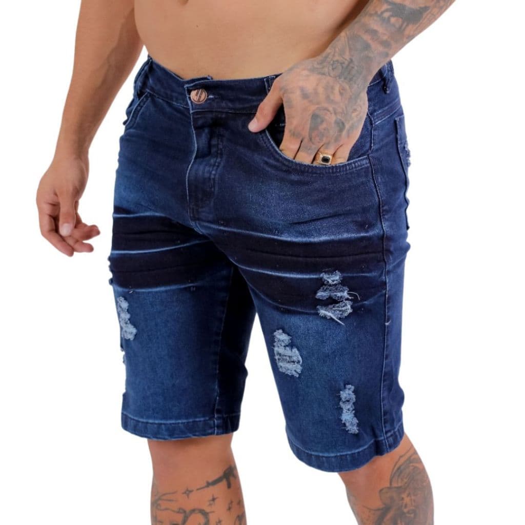 BERMUDA JEANS MASCULINA COM LYCRA