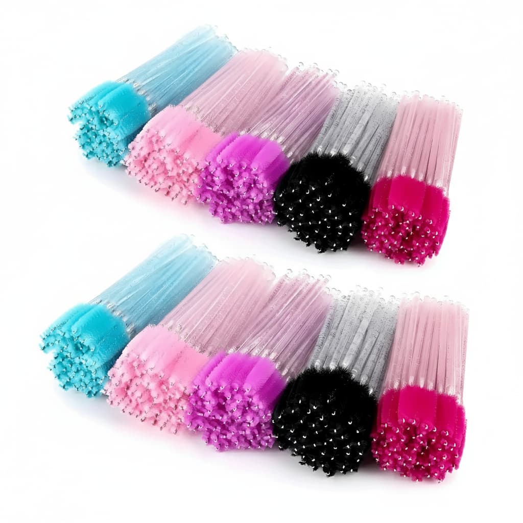 Kit 200-600 Escovinhas Glitter Alongamento De Cílios E Sobrancelhas Rosa Preto Amarelo Azul Branco