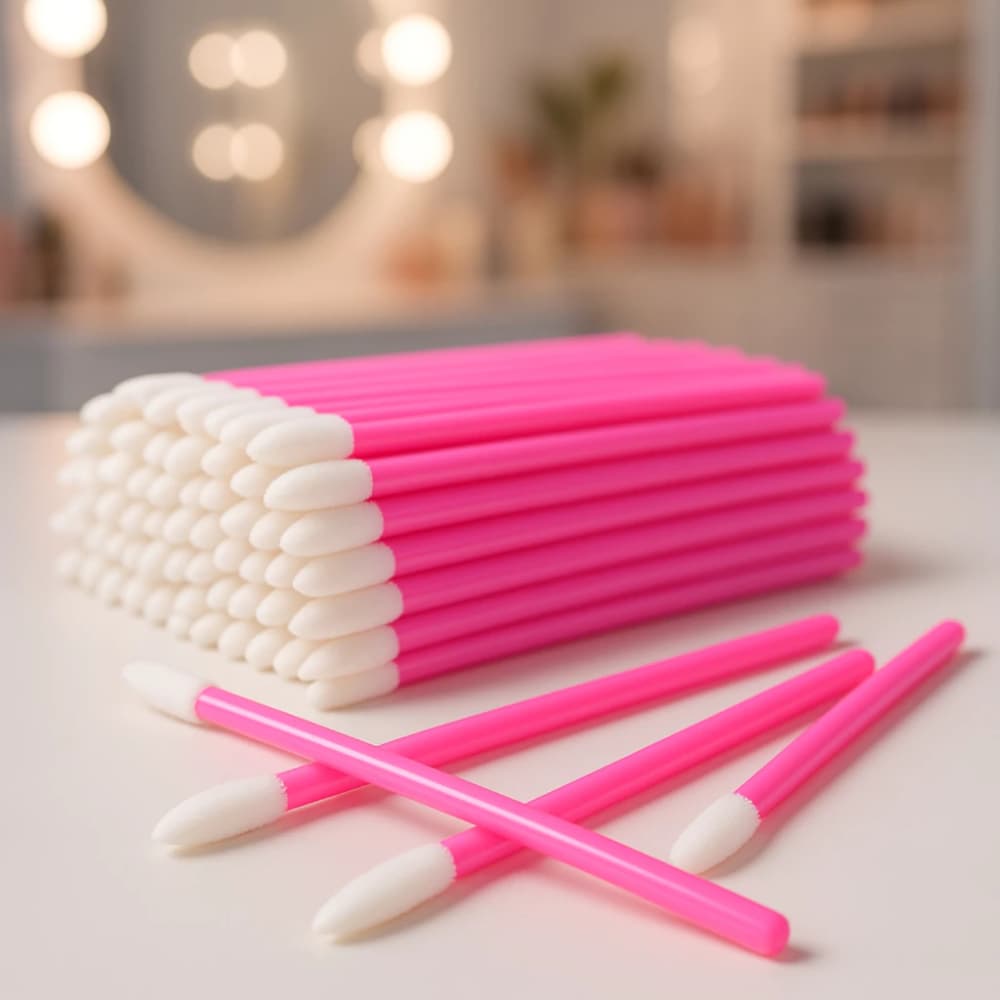 Kit 600 Pincel Aplicador Descartável Gloss e Batom Maquiagem Extensão e Limpeza de Cílios