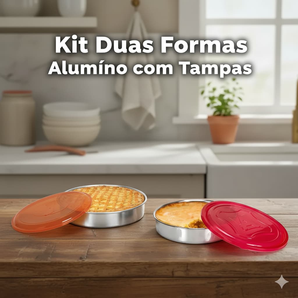 Kit 2 Formas Redondas com Tampa 20cm para Bolo Torta Empadão e Assados Prática e Versátil