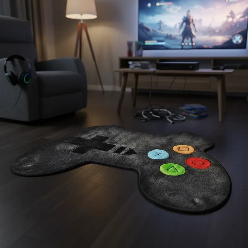 Tapete Pelúcia Controle Vídeo Game para Quarto Menino Menina Antiderrapante Decorativo