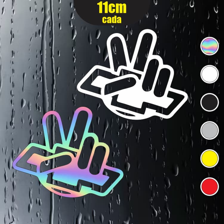 2x Adesivos Mãozinha Chevrolet Paz E Amor Gm - Holográfico e várias cores  - 11x9cm Cada