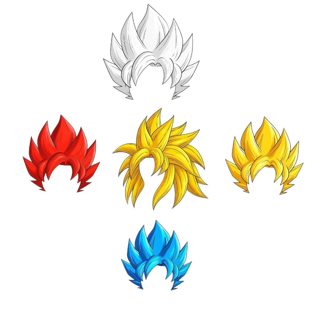 Kit 5 Cabelos do GOKU Dragon Ball Z