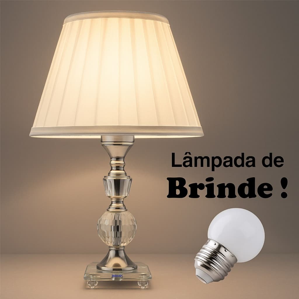 Abajur De Cristal Clássico Moderno Para Quarto Sala Escritório Cód.111