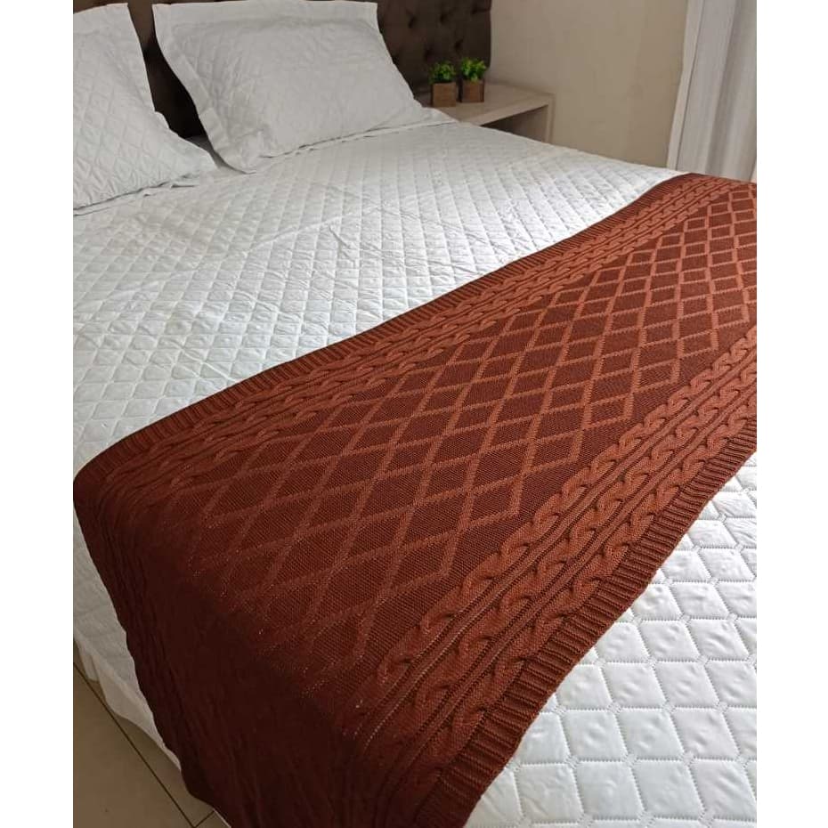 Peseira Manta de Tricot Trançada para Cama de Casal/Queen e Sofá Sala Ambiente Moderno Home