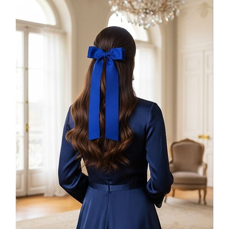 Laço Azul Royal Luxo Maxi Laço Grande Elegante Fita Longa para | Adulto e Infantil | Acessório Sofisticado Festas  Fotos