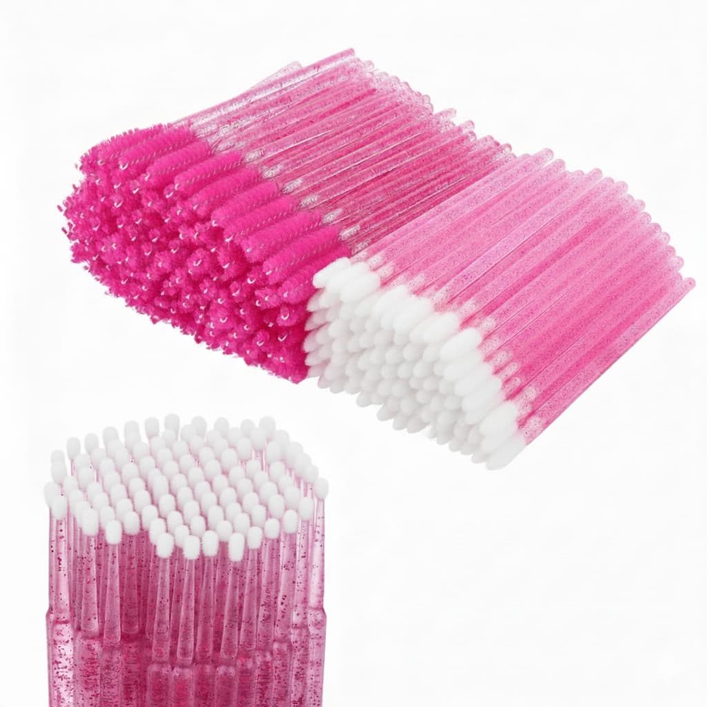 Kit 300 Escovinhas + 300 Microbrush + 300 Aplicador Cotonete - Limpeza e Alongamento de Cílios