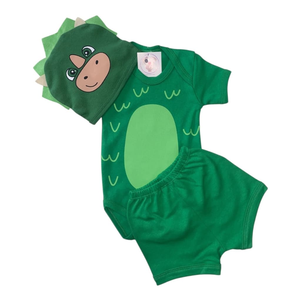 Body Bebe Menino-- DINO+ TOUCA - Temático Mesversário