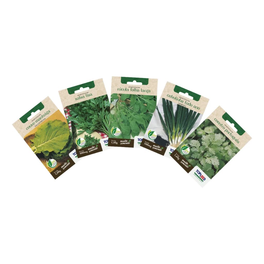 Kit 5 Sementes Cebolinha Coentro Couve Rúcula Salsa