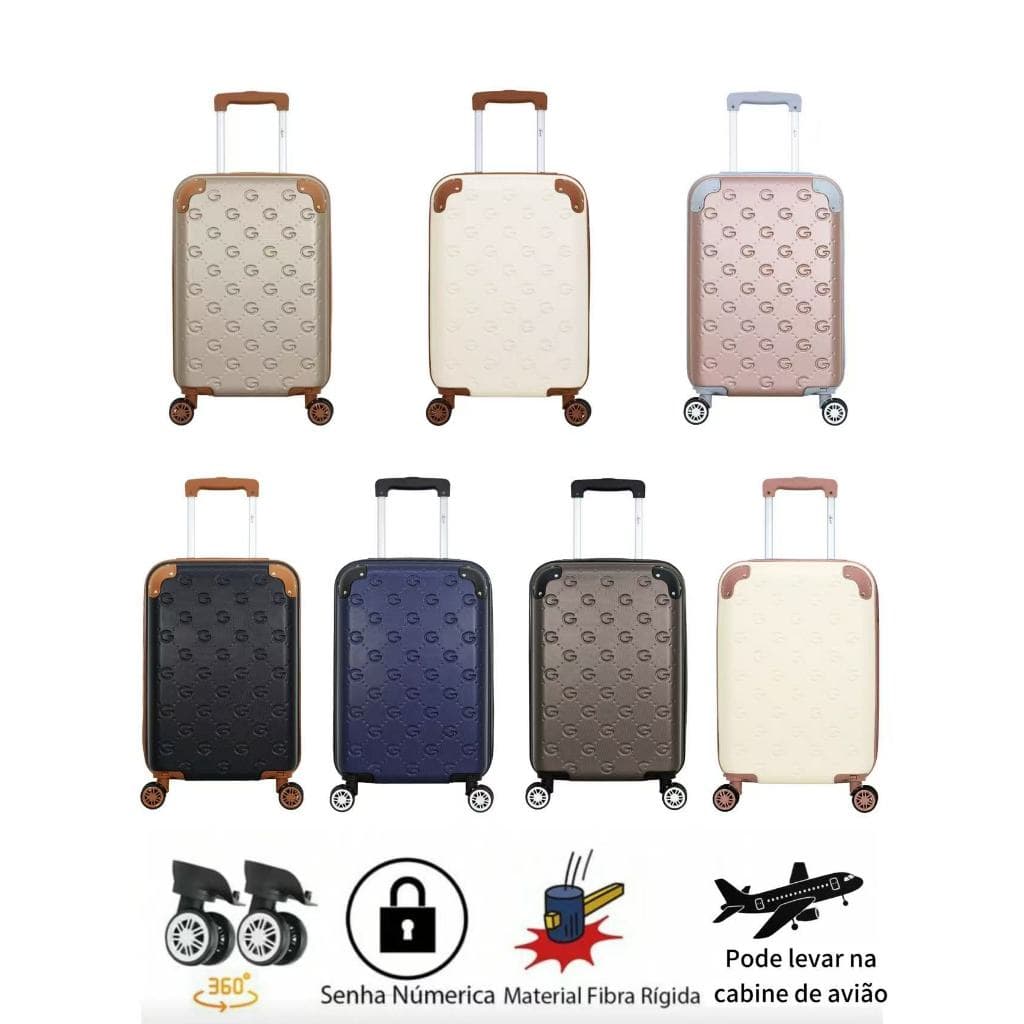 Mala De Bordo Linha Premium 10KG-25*35*55, Zíper Dupla,Rodinha Dupla 360°,Material Leve ABS