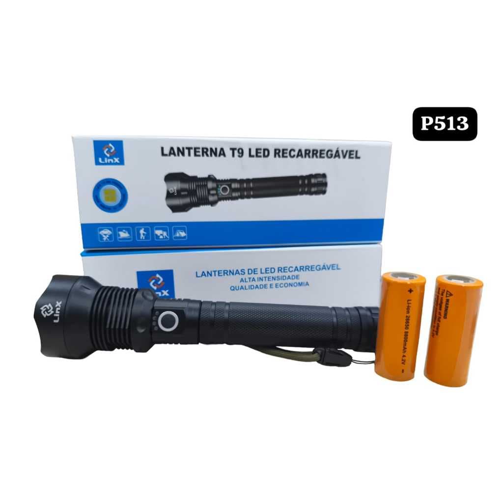 Lanterna T9 led recarregável Linx