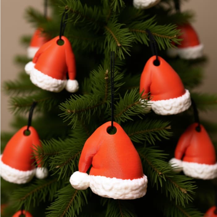 Enfeites de Natal 3D Gorro Papai Noel Decoração Árvore Natalina Lembrancinha Criativa