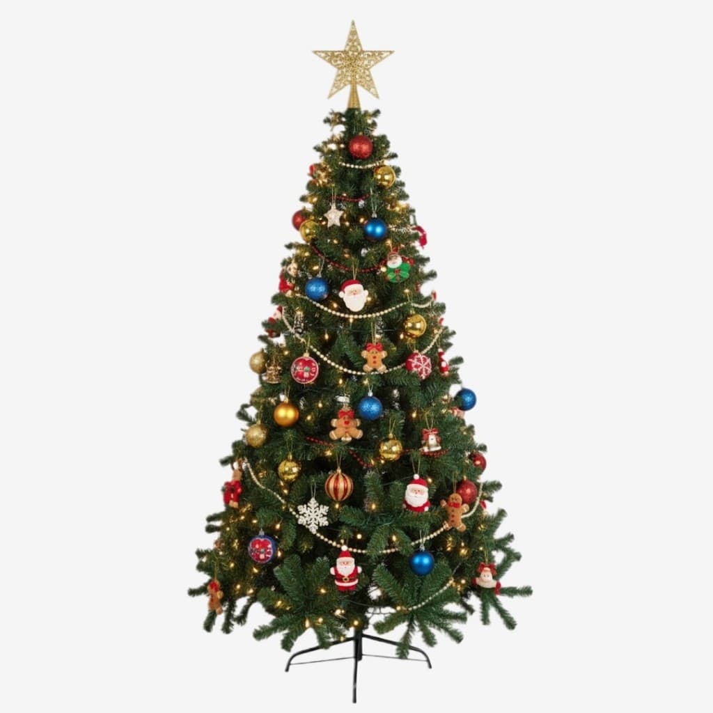 Árvore de Natal Pinheiro Luxo 2,10m Gigante Galhos Cheia Volumosa Pé de Ferro Decoração Verde