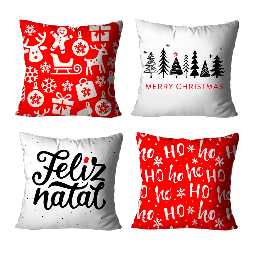 Kit 4 Capas de Almofada Decorativa Natal Moderna - CAPAS DE ALMOFADA DE NATAL