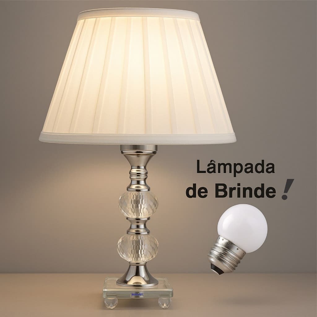 Abajur De Cristal Clássico Moderno Para Quarto Sala Escritório Cód.184