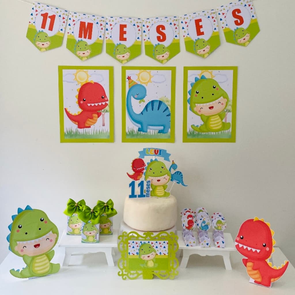 Kit Festa Dino Baby / Mini Kit Dino Baby / Mesversario no tema Dino Baby / Kit Só Um Bolinho Dino Baby