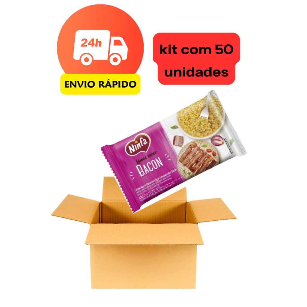 kit caixa Ninfa Lamen Miojo bacon 50 Unidades macarrao instantaneo caixa fechada CONTÉM GLÚTEN