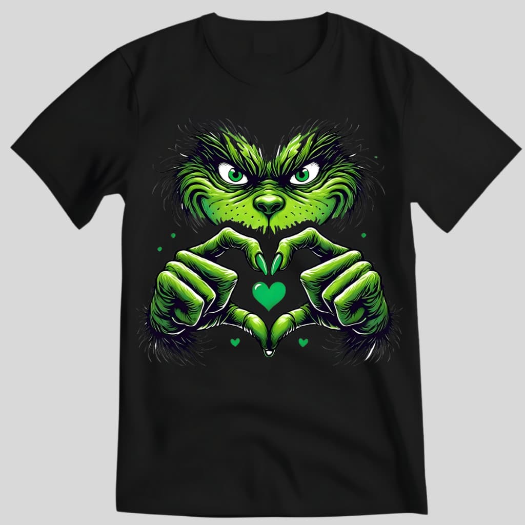 Camiseta Unissex Grinch Personagem Natal Merry Christimas Coração  100% Algodão