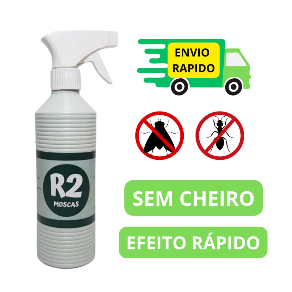 R2 Moscas Repelente  Sem Cheiro  com Borrifador Para Uso em Casa, Mercados, Padarias e Lojas