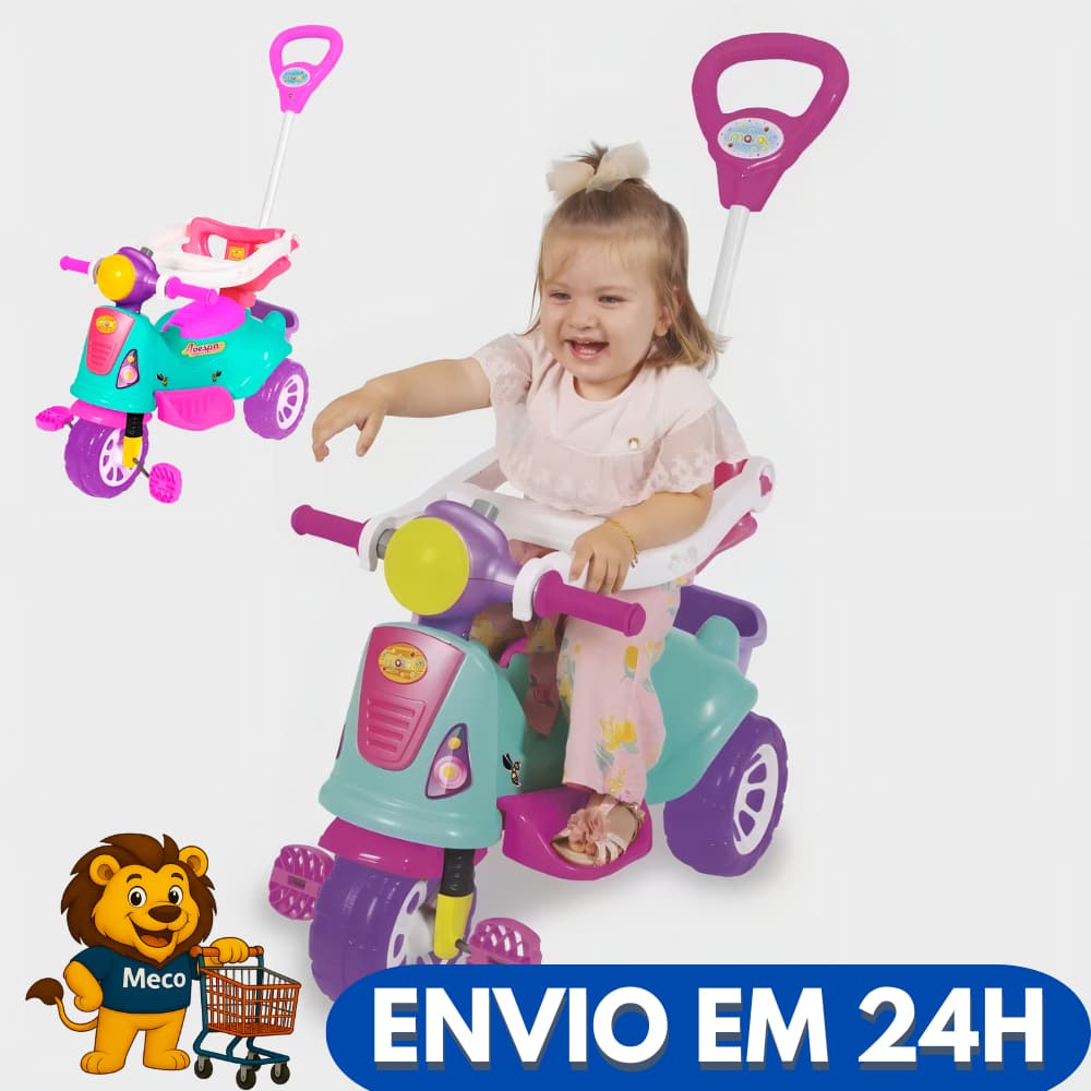 Triciclo Infantil Menina Criança Passeio Pedal Diversão Seguro Resistente Rodas Estáveis Brinquedo