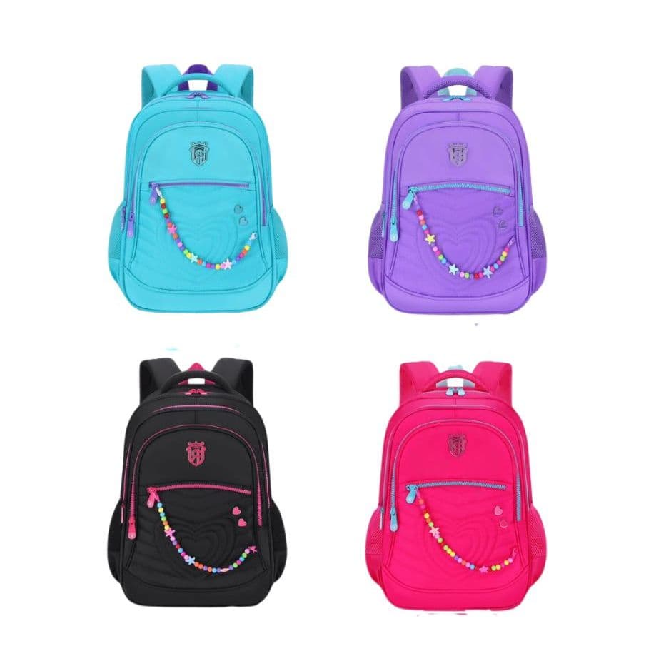 Mochila Feminina Escolar Universitária Impermeável Grande Capacidade Moda Casual Coração Corrente