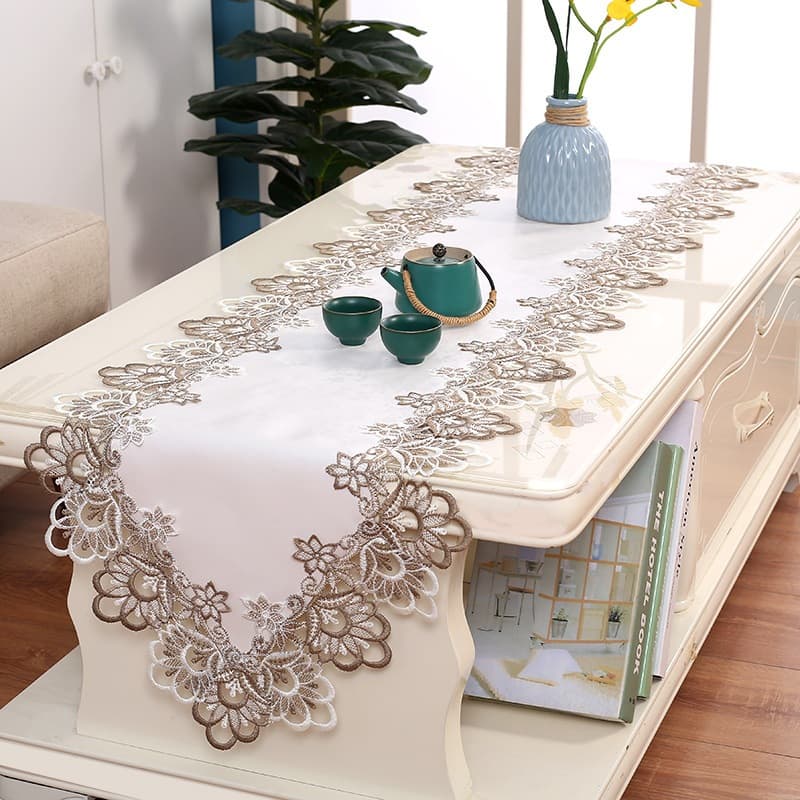 Caminho De Mesa Grip 40x220cm Trilho Bordado de Renda Croche Cores Variados