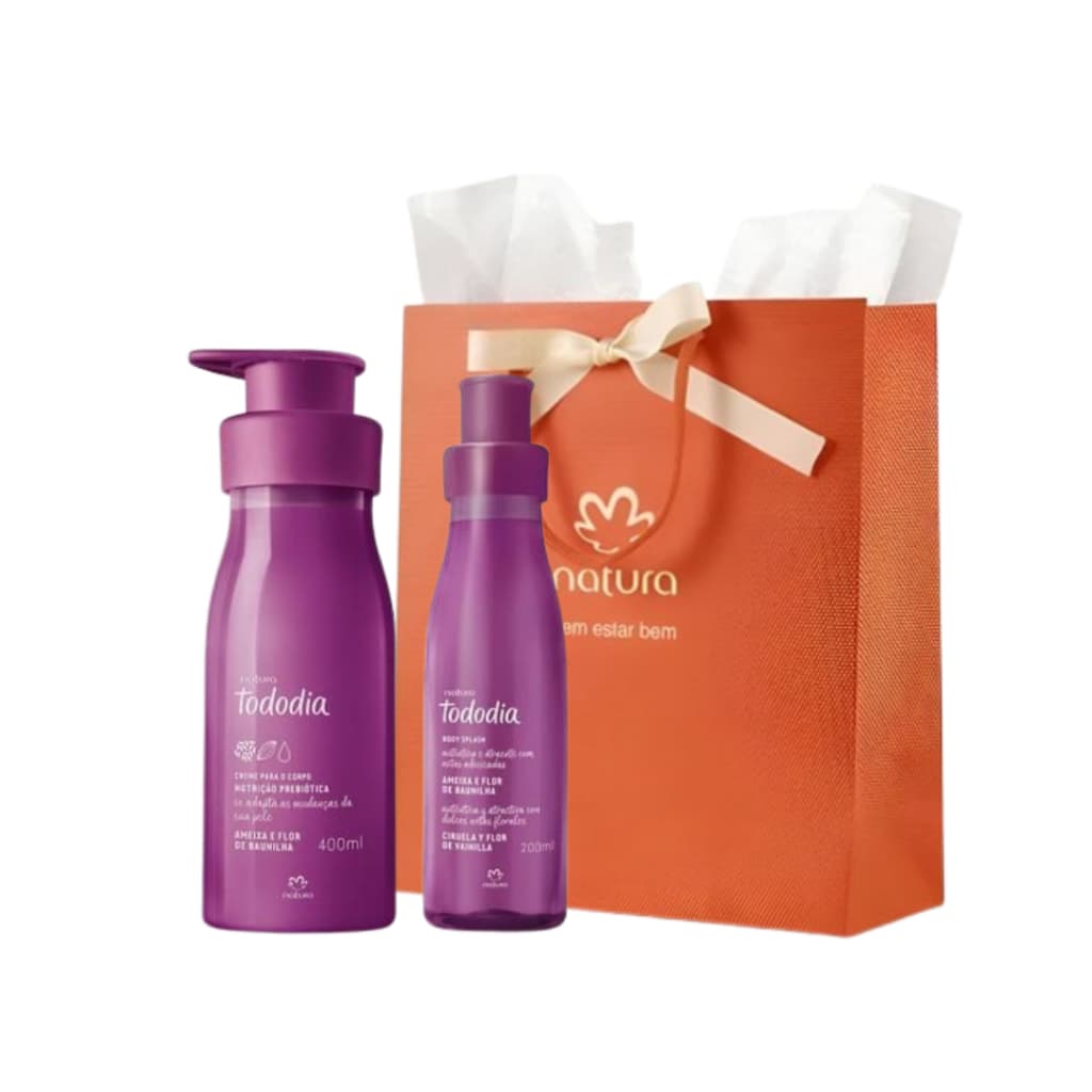 Kit Natura Tododia Ameixa e flor de baunilha Hidratante Corporal + Body Splash + Sacola P