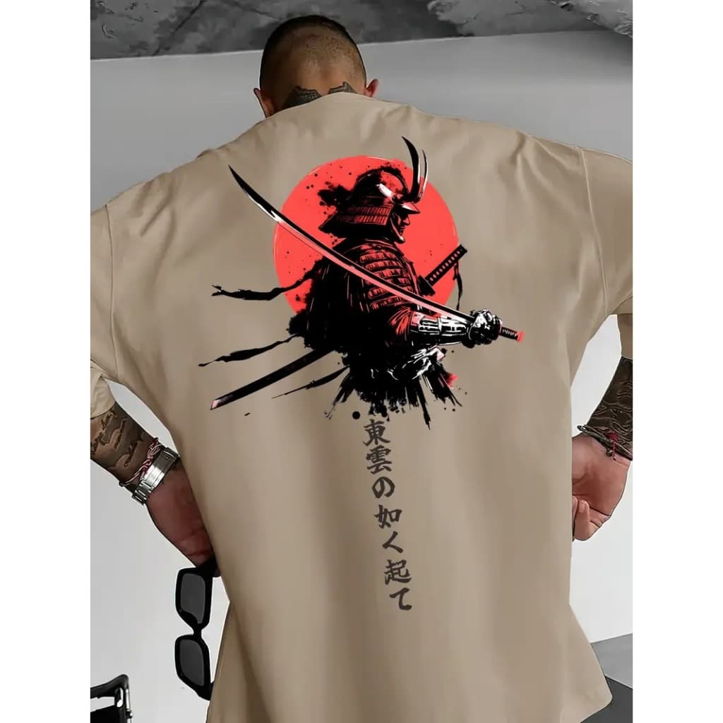 Camiseta Algodão Premium Streetwear Casual Basica Samurai Espada Sad