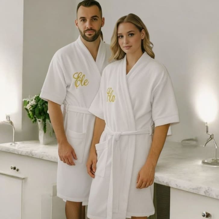 Roupão De Banho Masculino E Feminino Branco Macio Com Bolso - Ele - Ela Top Premium
