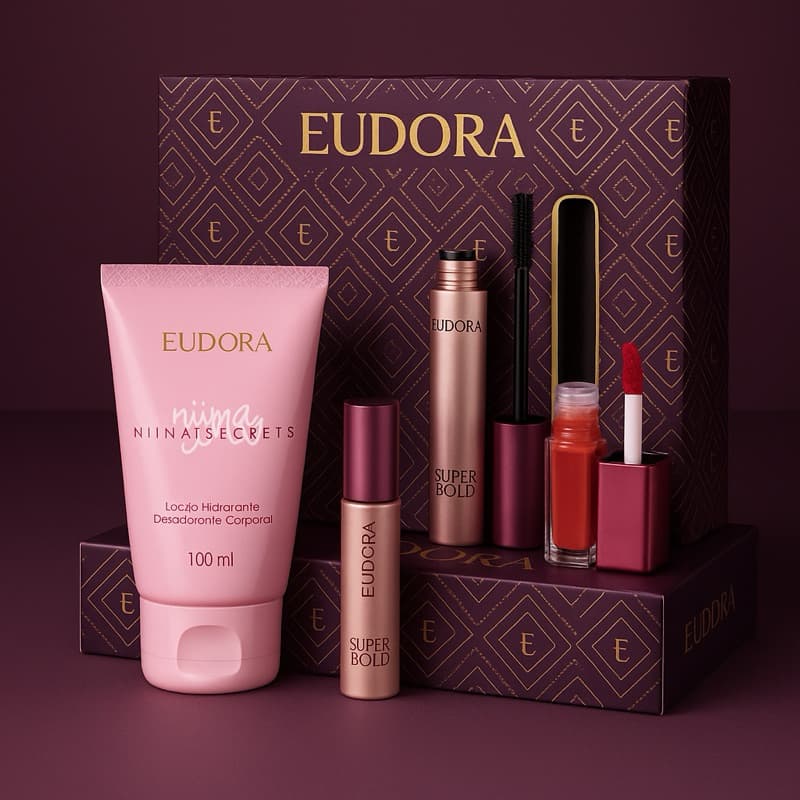 Kit Presente Niina Secrets (3 itens) Hidratante + Gloss Jaspe + Máscara para Cilios Eudora