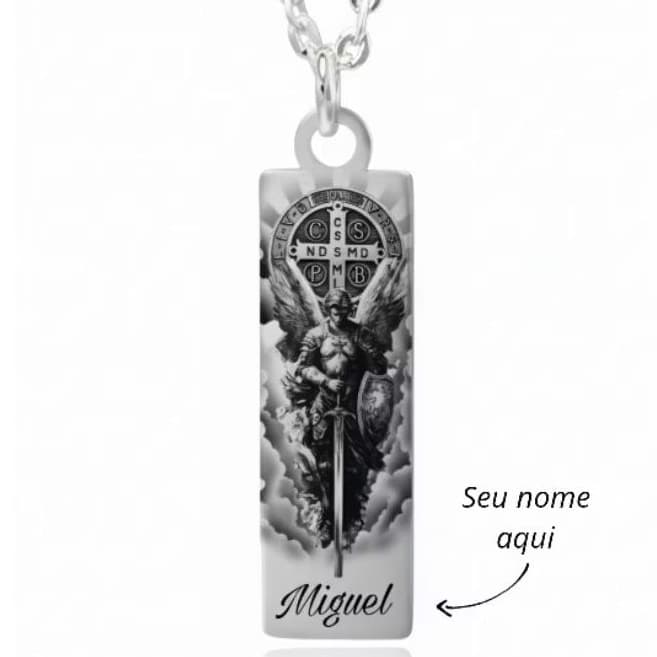 Corrente Colar São Miguel arcanjo São Bento Aço Inoxidável Masculino Feminino Família Oração