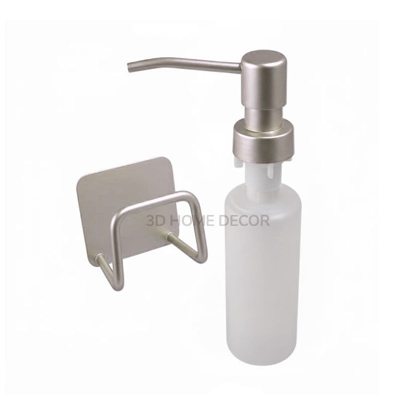 Dispenser Detergente Inox C/ Suporte P/ Esponja Inox Cuba Pia Cozinha INOX Cromado Prata